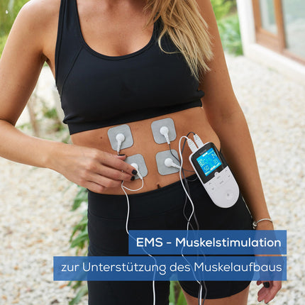 Beurer EM 49 Digital TENS/EMS, 3-in-1 electrical stimulation device for pain relief through electrical nerve stimulation, training through electrical muscle stimulation, massage function, including 4 electrodes