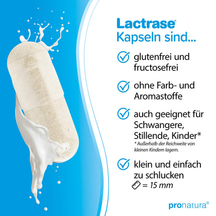 pro natura Lactrase 12000 – 150 Lactase Capsules for lactose intolerance, for the carefree enjoyment of milk and dairy products