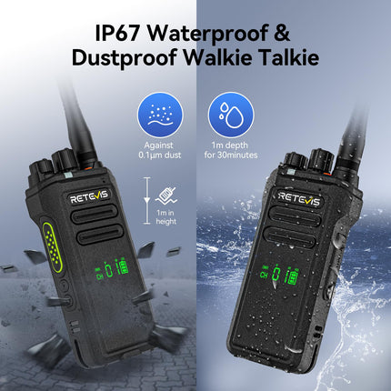 Retevis NR30D Long Range Walkie Talkies, DMR Two-Way Radios, Next-Gen Noise Cancellation, IP67, 2800 mAh, Compatible with Moto AES256 for Hotels (Black, 3 Pack)