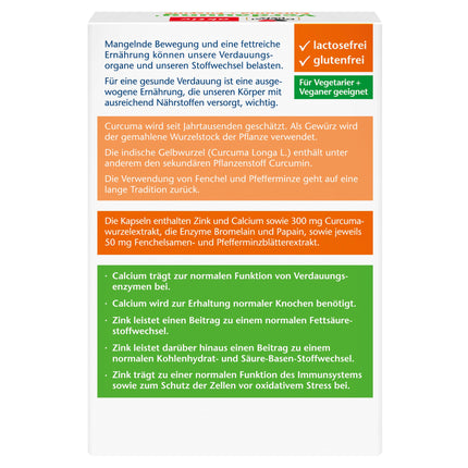 Doppelherz Digestion Curcuma + Enzymes - Calcium contributes to the normal function of digestive enzymes - 30 Capsules
