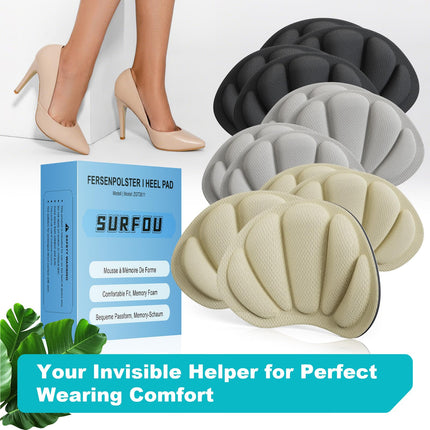 SURFOU Heel Pads for Shoes That Are Too Big, Memory Foam Heel Protector, Shoe Insoles Protector Against Blisters, Friction and Anti-Slip Heel Protection Pads, 6 Pairs