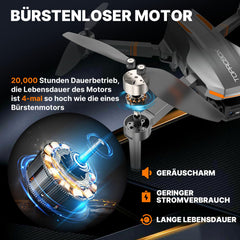 Drone with Adjustable Camera for Kids and Adults, Brushless Motor Foldable RC Drone with LED Lights, 30-Min Long Flight Time, Optical Flow Positioning, Quadcopter Drone for Beginners