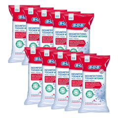 SOS Disinfectant Wipes INTENSE for hands and surfaces | biodegradable | eliminates 99.99% of bacteria, fungi, and viruses* (e.g., herpes, flu, and noroviruses) | 10x25