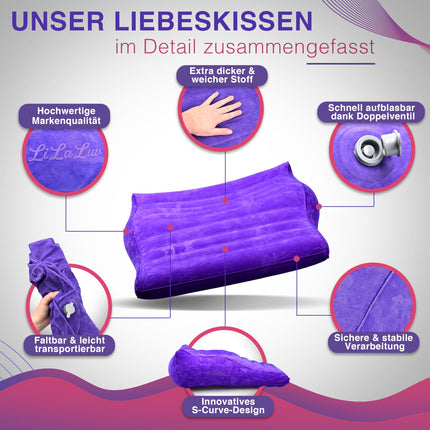 LiLaLuv® Erotic Pillow – Ergonomic back support pillow for couples, love pillow for sex positions &amp; comfort in the bedroom – inflatable, back-friendly wedge pillow MAKE LOVE WITH LiLaLuv®