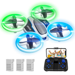 Mini Drone with HD 720P Camera for Kids, RC Drone with LED Lights, Quadcopter with 3D Flips, Headless Mode and 3 Batteries, 21 Min Long Flight Time, Toy Drone Helicopter for Kids and Beginners