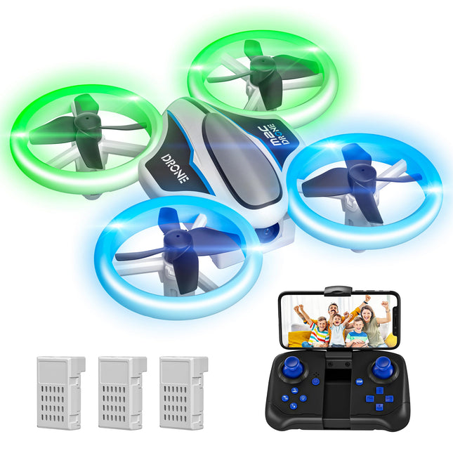 Mini Drone with HD 720P Camera for Kids, RC Drone with LED Lights, Quadcopter with 3D Flips, Headless Mode and 3 Batteries, 21 Min Long Flight Time, Toy Drone Helicopter for Kids and Beginners