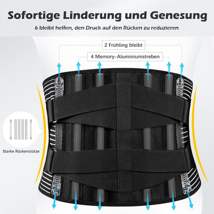 FREETOO back brace with support struts Adjustable tension straps and breathable nylon fabric ideal for work protection relieves the back muscles and for posture correction