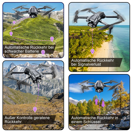 MINGPINHUIUS GPS Drone with 4K HD Camera, RC Quadcopter with Auto Return, 5G WiFi Image Transmission, 50 Min. Long Flight Time, with Brushless Motor, Altitude Hold Headless Mode