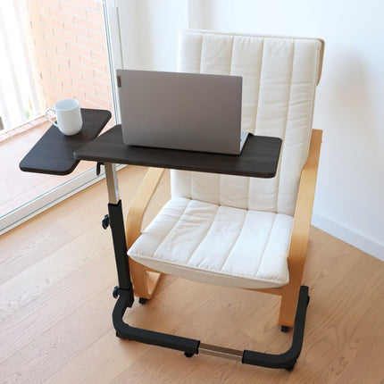 KMINA - Overbed table on castors, height-adjustable, hospital bed side table, nursing bed, bed with castors, black
