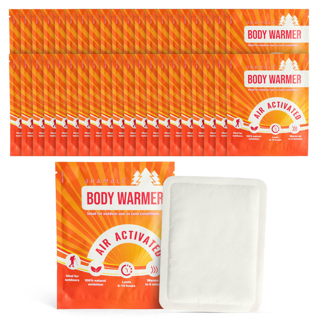 BRAMBLE 40 heat patches for back, neck, throat, shoulders - heat pads, back warmers - pain patches for periods (8 hours of heat)