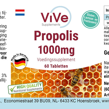 Propolis 1000mg - 60 Tablets - High Dosage | Quality from Germany by ViVe Supplements