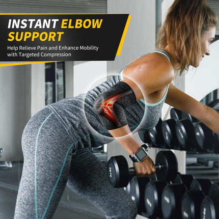 CAMBIVO 2x Elbow Support for Men and Women, Tennis Elbow Support with Gel Padding and Side Stabilizers, Elbow Support for Pain Relief from Tennis Elbow, Golfer's Elbow, Tendonitis