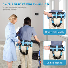 REAQER Medica Walking Aid for Seniors, with 7 Handles and 2 Leg Straps, Gate Straps, Walking Assistant for Elderly, Standing Aid, Patients, Care, Safety Assistant, Accessories