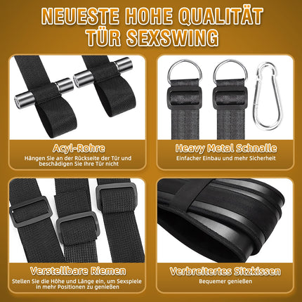 Love swing for the ceiling with leather seat - Deluxe Love Swing &amp; Bondage Restraint Set for couples - Erotic accessories, load capacity up to 360 kg