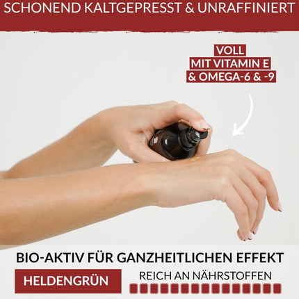 Heldengrün® ORGANIC Castor Oil Hair [100% NATURAL] - Castor Oil - Dermatologically tested - Cold-pressed castor oil - Booster for hair, eyelashes, eyebrows &amp; beard