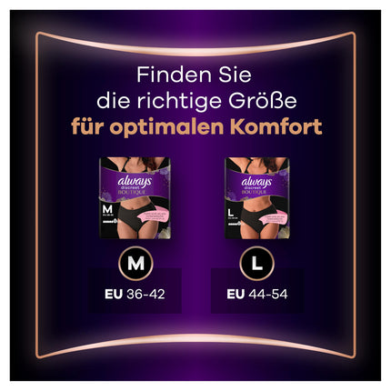 Always Discreet Boutique Incontinence Pants Size L (8 Pants), For Bladder Weakness, Absorb Odors and Moisture, Prevent Leakage, Black