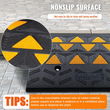 VEVOR Rubber Curb Ramps, 6" High, Heavy Duty, 15 Ton Threshold Ramps with Sturdy Grid Structure for Cars, Wheelchairs, 2 Pack