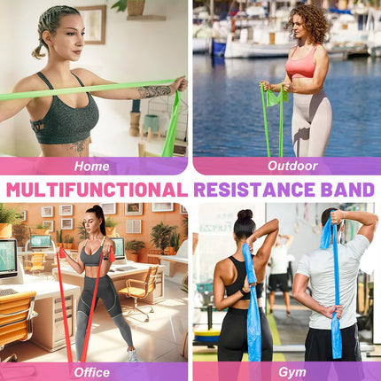 5 Piece Fitness Bands Set, 1.5M Gymnastic Band Resistance Bands in 5 Strengths Fitness Band Resistance Bands for Pilates Yoga Strength Training for Men and Women