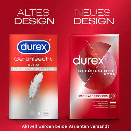 Durex Real Feel Ultra Condoms – Extra thin tip &amp; lubricated with silicone gel – 8-pack (1 x 8 pieces)