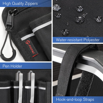 FINPAC Wheelchair Bag for Armrest - Wheelchair Bag with Bottle Holder and Reflective Stripes Wheelchair Bag for Walkers, Mobility Scooters, Rollators, (Black)