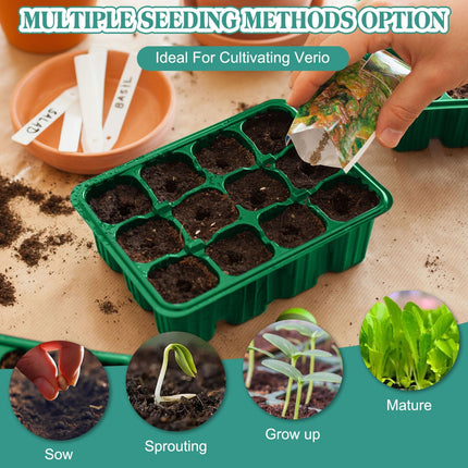 Yozexin Indoor Greenhouse Propagator with Plant Lamp, 5-Piece Mini Greenhouse Propagation Set, Greenhouse Propagation Tray with Raised Lid, for Plant Growth and Seed Germination