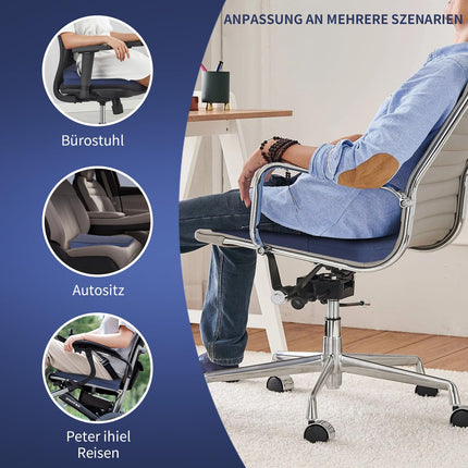 Wedge cushion - wedge cushion chair - wedge cushion car - seat cushion - seat wedge cushion - with removable cover, polyester, color: navy blue