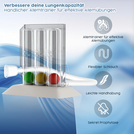 Breathing trainer with e-book for breathing exercises - lung trainer - chamber breathing exercise device | Therapy for respiratory problems of the lungs and bronchi | Speech therapy occupational therapy lung trainer (special 1200 Vol)
