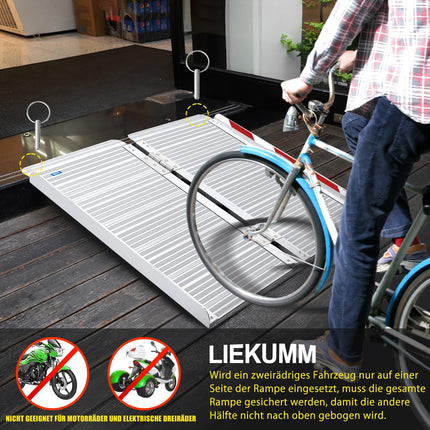 LIEKUMM Foldable Wheelchair Ramp, 121 cm Wheelchair Ramp for Stairs, 300 kg Load Capacity Ramps for Wheelchairs &amp; Scooters, Aluminum Stair Ramp for Wheelchairs, Steps, Curbs, Strollers