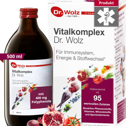 Dr. Wolz Vital Complex 500ml - Micronutrient complex with 95 ingredients - Vitamins, minerals, trace elements &amp; secondary plant substances - Vita Juice Concentrate for the immune system - vegan