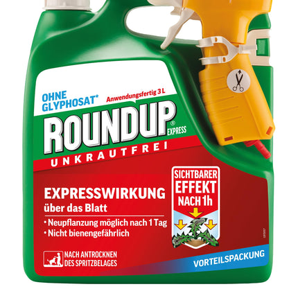 Roundup Weed Free Express, 3 liter spray system, ready-to-use spray for controlling weeds, grasses and moss