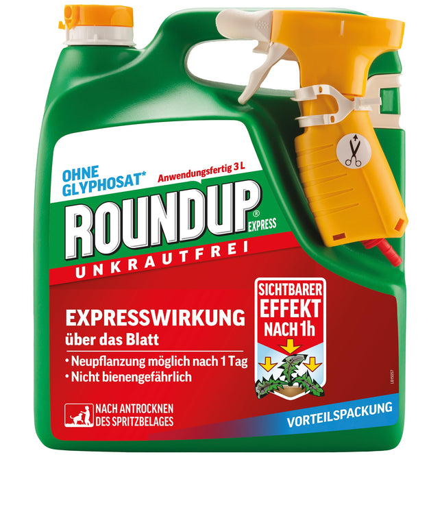 Roundup Weed Free Express, 3 liter spray system, ready-to-use spray for controlling weeds, grasses and moss