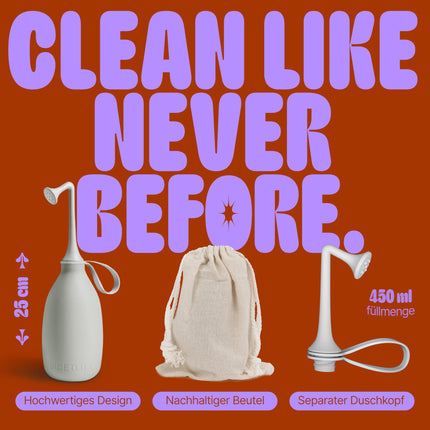 Bidetlity Pod Shower &amp; Intimate Shower 3.0 - Replaces wet wipes, saves toilet paper, new shower head, home and as a mobile travel bidet, sustainable butt shower, portable, including travel bag, BPA-free