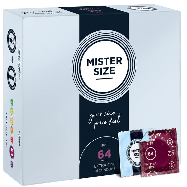 MISTER SIZE condoms, ultra-thin, 64mm, pack of 36/extra thin &amp; extra fine/condom made from 100% natural rubber latex in your size XXL/natural feeling, pack of 36 condoms