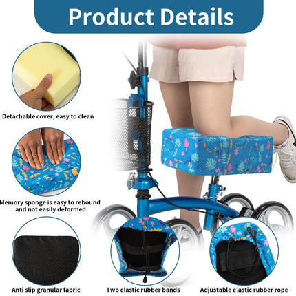 Knee Scooter Pad Cover, Soft and Comfortable Knee Scooter Cushion with Removable 2'' Thick Memory Foam Cushion for Knee Scooter, Knee Scooter Accessory Fits Most Knee Walker Scooters