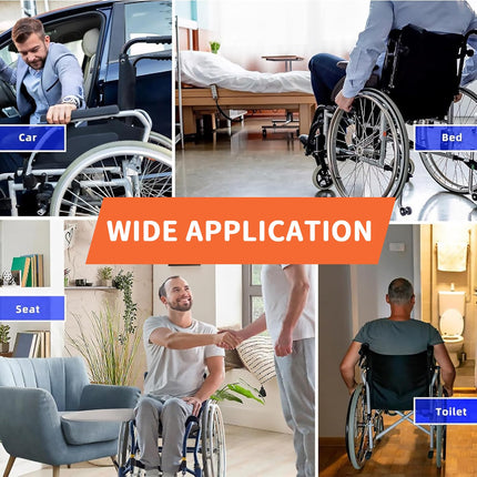 Transfer board, patient pusher for transfer, patient pusher up to 150 kg for transferring patients or handicaps from the wheelchair to the bed, to the toilet, to the bathtub
