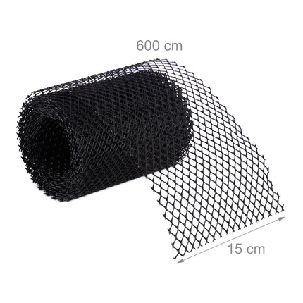 Relaxdays Gutter Leaf Guards, Set of 2, 6 m x 15 cm each, Plastic Leaf Catcher, 12 m Leaf Guard Grate, Black