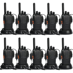 Walkie Talkie PMR446 License-Free Two-Way Radio, Pofung PT88E 16 Channels Professional Rechargeable Long-Range Walkie Talkies with USB Charging Station and Earpieces Black 10 Pack
