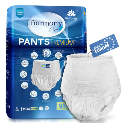 Harmony Care ® MAXI highly absorbent adult diapers – discreet incontinence pants for women and men – adult diapers, size L – 8 pieces test pack