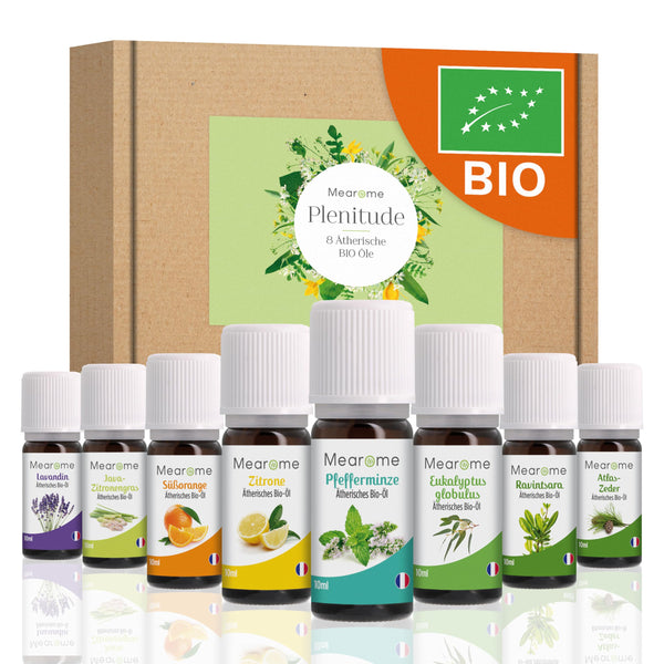 ESSENTIAL OILS SET ORGANIC-Certified Fragrance Oil Pure 100% Natural, Aroma Diffuser Ravintsara Lavendin Peppermint Oil Lemon Eucalyptus Oil Sweet Orange Oil Aromatherapy Gift Idea Massage Oils Gift Set