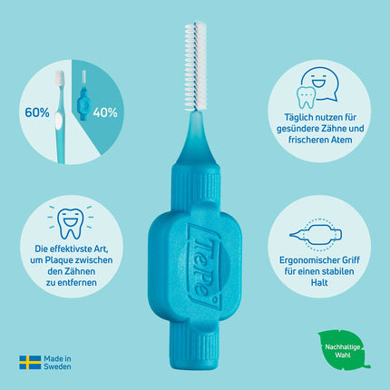 TePe Interdental Brush Original Green (ISO size 5: 0.8mm) / For easy and thorough cleaning of the spaces between teeth / 1 x 8 interdental brushes