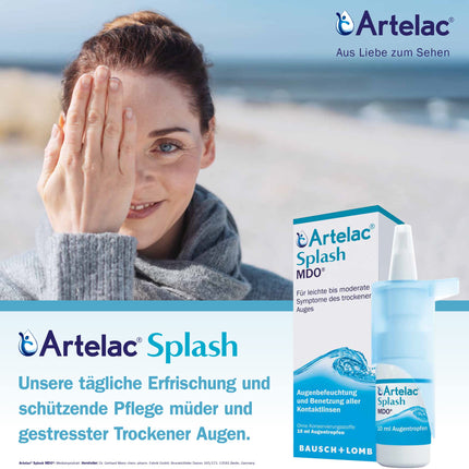 Artelac Splash MDO eye drops: Eye moisturizer with hyaluronic acid for dry eyes, lubrication and rewetting of contact lenses, 10 ml