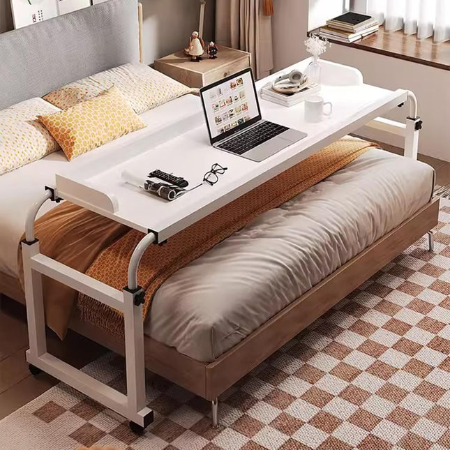 ZHFASDS Rolling Laptop Desk, Overbed Tables with Wheels, Height and Length Adjustable Computer Desk, Rolling Medical Table, Nursing Table on Wheels (Color: White)