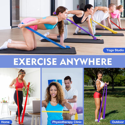 Fokky 1.8M Fitness Bands, Set of 4 Resistance Bands Exercise Bands, Resistance Bands with Carrying Bag &amp; Exercise Instructions, Fitness Band for Pilates Yoga Fitness Muscle Building
