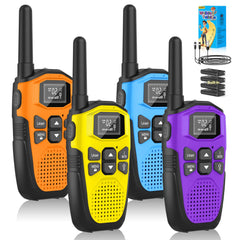 Walkie Talkie Set of 4, NXGKET Walkie Talkie Rechargeable for Adults and Children, Long Range 5km Walkie Talkie with Li-ion Battery, Walkie Talkies VOX Flashlight for Outdoors, Camping, Hiking