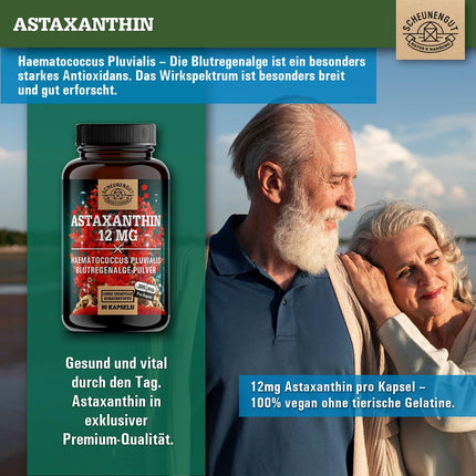 Astaxanthin 12mg -IMPORTANT: Oxidation-free due to esterified structure -Direct source from France (no Chinese goods)- Certified Astaxanthin high dosage -DE- SCHEUNENGUT®