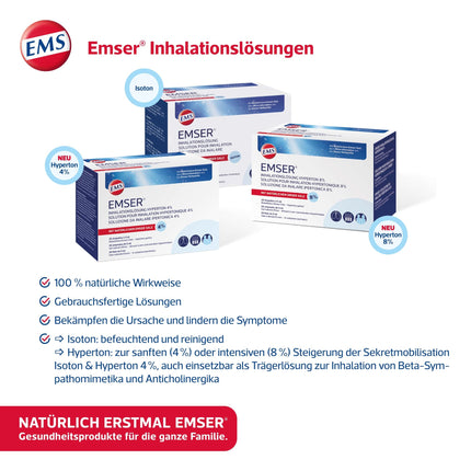 EMSER Inhalation Solution hypertonic 4%: Solution with natural Emser salt for inhalation with nebulizers, e.g. for bronchitis, 20 ready-to-use ampoules of 5 ml each