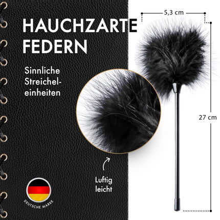 Liebesfreunde® Feather tickler for sensual sex games - Small sex feather tuft for stroking and pampering | Bondage accessories, BDSM sex toys for couples