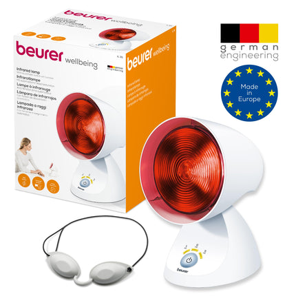 Beurer IL 35 infrared lamp, soothing and warming infrared light with 3-stage timer, 5 tilt angles, relaxes muscles and relieves tension, 1 piece, white