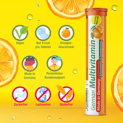 Effervescent Tablets Assortment Mix T&amp;D Pharma - 7x20 = 140 German Effervescent Tablets - Vitamins and minerals in fruity flavors - Made in Germany