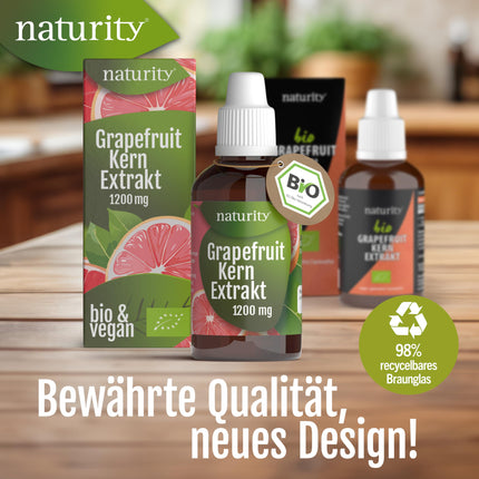 Organic grapefruit seed extract, 1200 mg bioflavonoids/100 ml, certified organic quality, vegan and made in Germany, easy and clean to use